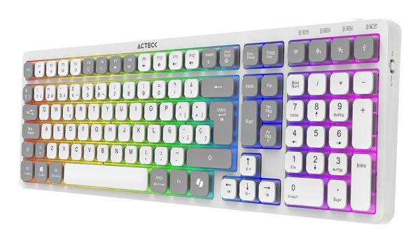 Acteck Techno Pro TI790 teclado Hogar / Oficina RF inalámbrico + bluetooth QWERTY Español Negro - Imagen 3