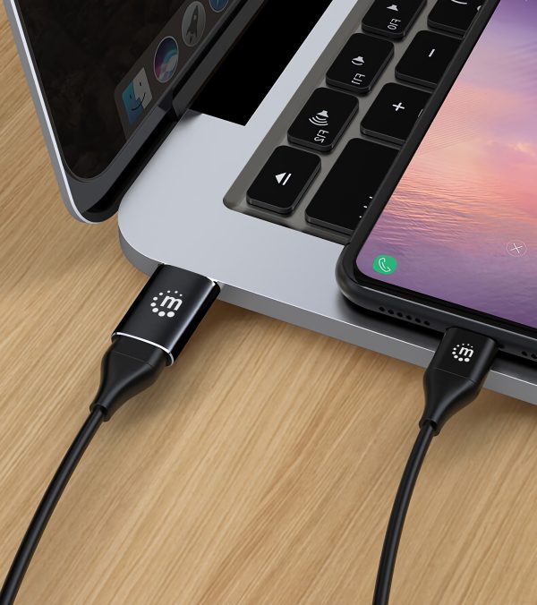 Manhattan 153980 cambiadores de género de cables USB A USB C Negro - Imagen 4