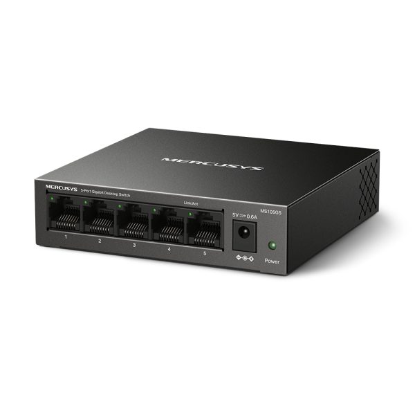 Mercusys MS105GS dispositivo de redes No administrado Gigabit Ethernet (10/100/1000) Negro - Imagen 2