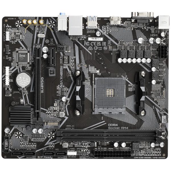 GIGABYTE Placa base A520M K V2 - Compatible con CPUs AMD Ryzen serie 5000 AM4, hasta 5100MHz DDR4 (OC), PCIe Gen3 x4 M.2, LAN GbE, USB 3.2 Gen 1 - Imagen 2