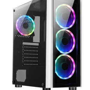 XZEAL XZCGB12W gabinete de computadora Escritorio Negro, Blanco