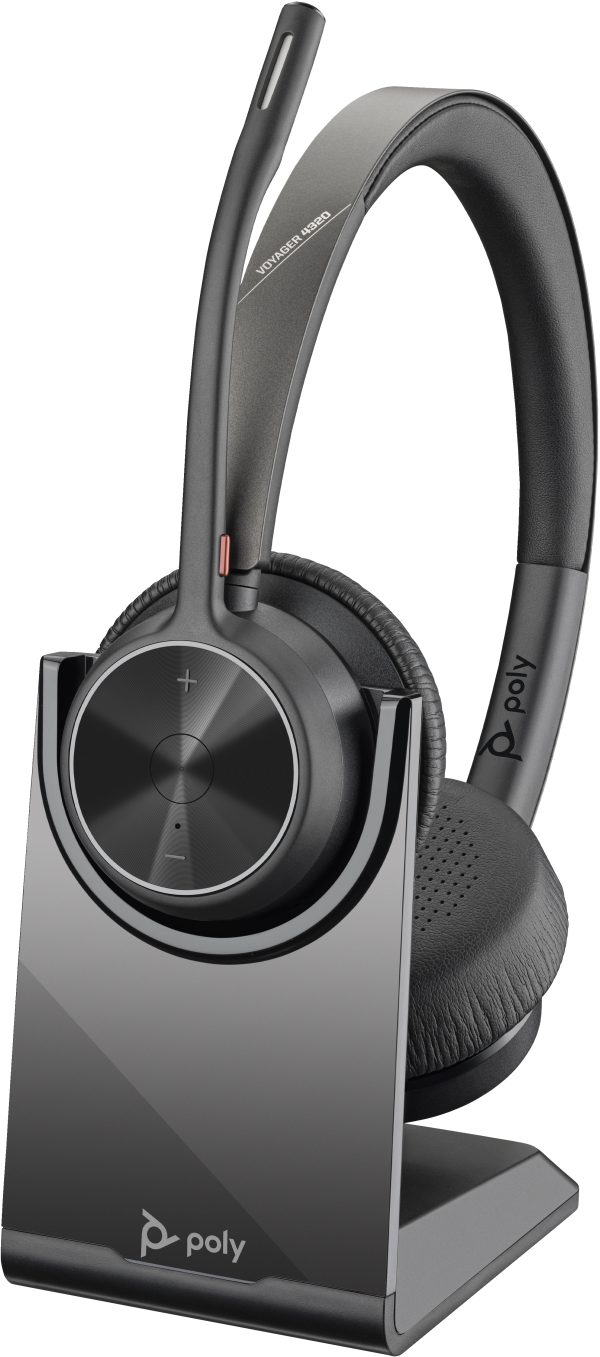 Poly Auriculares Voyager 4320 UC estéreo USB-A + adaptador BT700 USB-A + base de carga - Imagen 2
