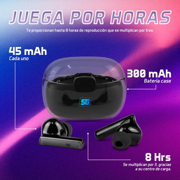 Vorago ESB-301-PRO auricular y casco Auriculares True Wireless Stereo (TWS) Dentro de oído Llamadas/Música/Deporte/Uso diario Bluetooth Base de carga Negro, Transparente - Imagen 2