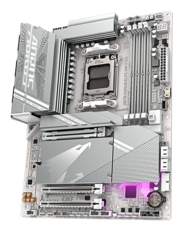 GIGABYTE X870 AORUS ELITE WIFI7 ICE Placa Base - Compatible con CPUs AMD Ryzen 9000, 16+2+2 fases VRM digital, hasta 8200MHz DDR5 (OC), 3xPCIe 5.0 + 1xPCIe 4.0, Wi-Fi 7, LAN 2.5GbE, USB 4 - Imagen 4