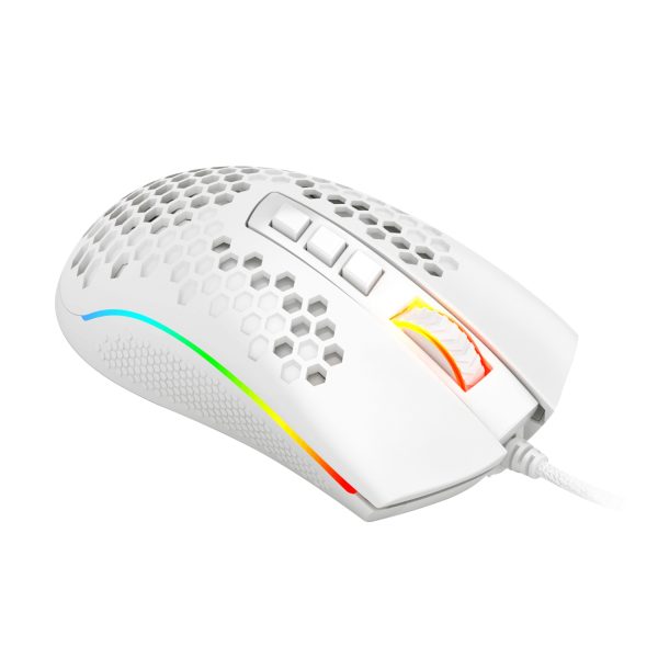REDRAGON M988-RGB STORM ELITE WHITE, Mouse Optico HoneyComb Blanco - Imagen 3