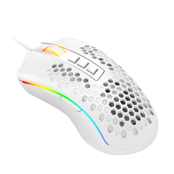 REDRAGON M988-RGB STORM ELITE WHITE, Mouse Optico HoneyComb Blanco - Imagen 4