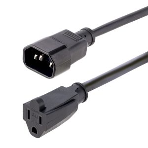 StarTech.com " Cable de 1m (3 pies) de Extensión de Alimentación para Computadoras, IEC 320 C14 a NEMA 5-15R, 10A 125V, 18AWG, Cable Extensor Alargador de Corriente"