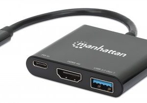 Manhattan Docking Station 3 en 1 USB-C a HDMI, USB-A y PD