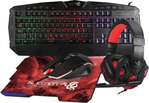 Necnon NGC-KRAKEN teclado Ratón incluido Juego USB Negro, Rojo - Imagen 2