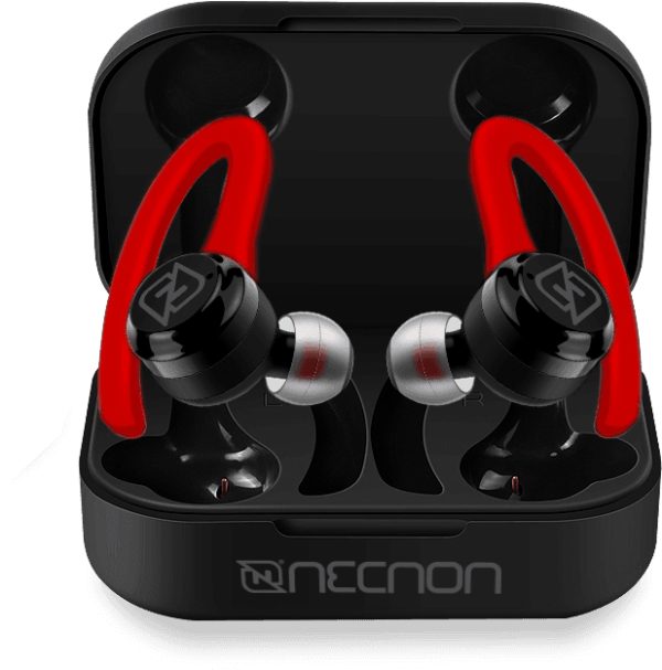Necnon EARBUDS BLUETOOTH TWS 30MAH CON CAJA DE CARGA 200MAH INDICADOR 4 LED NEGRO / ROJO - Audífonos True Wireless Stereo (TWS) Gancho de oreja, Intra auditivo Deportes Negro, Rojo - Imagen 2