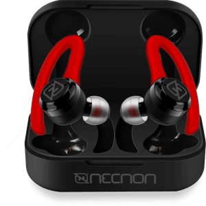 Necnon EARBUDS BLUETOOTH TWS 30MAH CON CAJA DE CARGA 200MAH INDICADOR 4 LED NEGRO / ROJO - Audífonos True Wireless Stereo (TWS) Gancho de oreja, Intra auditivo Deportes Negro, Rojo