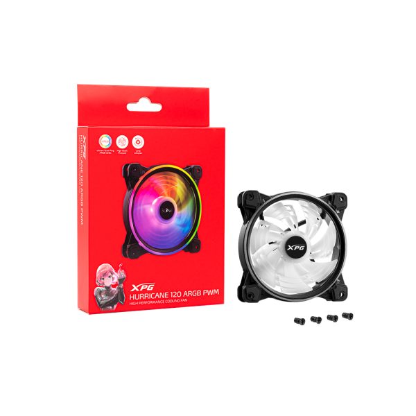 XPG HURRICANE120ARGBPWM-BKCWW sistema de refrigeración de computadora Gabinete de la computadora Ventilador 12 cm Negro, Blanco - Imagen 4