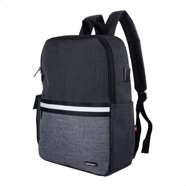 TechZone TZ21LBP01-A mochila Mochila casual Negro, Gris Nylon, Poliéster - Imagen 3