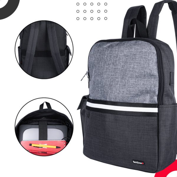 TechZone Glad B 15.6" mochila Mochila casual Negro, Gris Nylon, Poliéster - Imagen 4