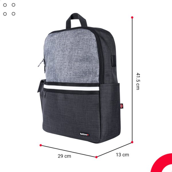 TechZone Glad B 15.6" mochila Mochila casual Negro, Gris Nylon, Poliéster - Imagen 3