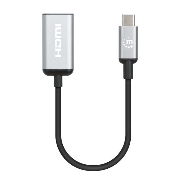 Manhattan 153706 adaptador de cable de vídeo 0,15 m USB Tipo C HDMI tipo A (Estándar) Negro, Plata