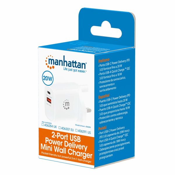 Manhattan 406291 adaptador e inversor de corriente Interior 20 W Blanco - Imagen 2