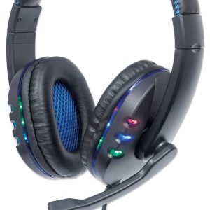 Manhattan Audífonos USB para videojuegos, con luces LED