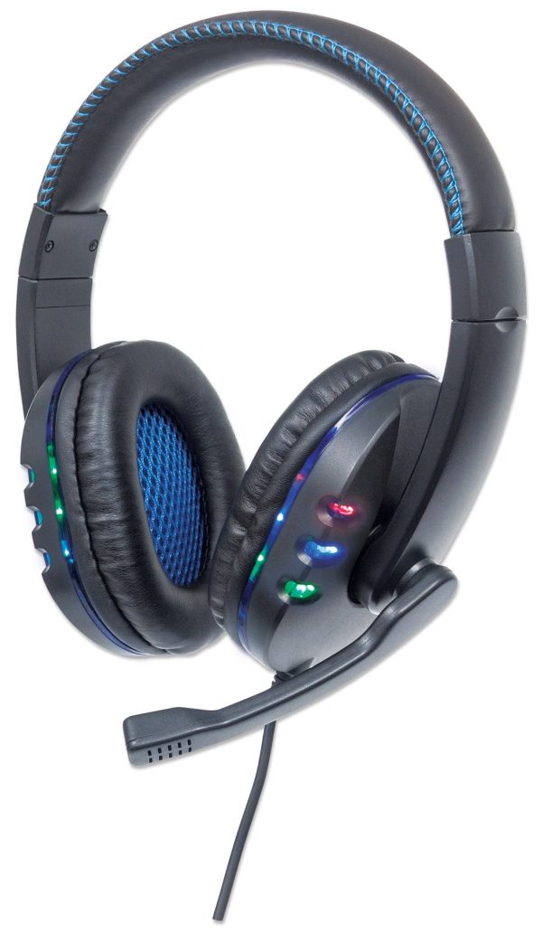 Manhattan Audífonos USB para videojuegos, con luces LED