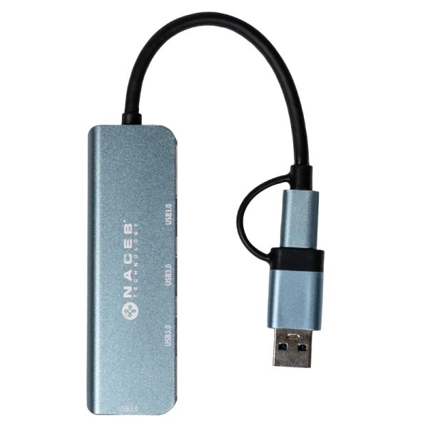Naceb Technology NA-0126 nodo concentrador USB Tipo C Negro, Azul - Imagen 2
