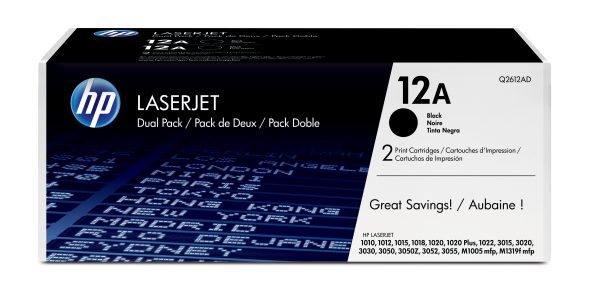 HP Pack de ahorro de 2 cartuchos de tóner original LaserJet 12A negro