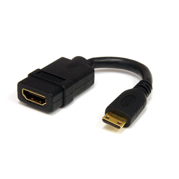 StarTech.com Adaptador de 12.5cm Mini HDMI a HDMI - HDMI de Alta Velocidad 4K - Convertidor 4K 30Hz Ultra HD - HDMI 1.4 - Conectores Chapados en Oro - Mini HDMI UHD 4K - Negro - Imagen 2