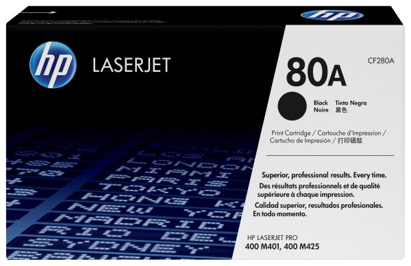 HP Cartucho original de tóner negro 80A LaserJet