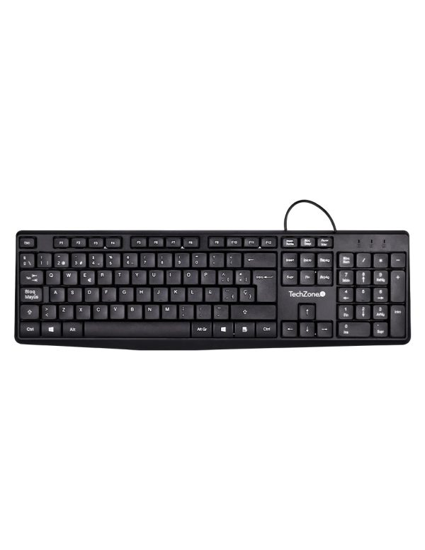 TechZone Alámbrico teclado Universal USB QWERTY Negro