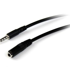 StarTech.com Cable de 2m Extensor de Audífonos y Diadema Headset Mini-Jack con Plug de 3.5mm y 4 pines Macho a Hembra