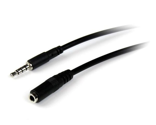 StarTech.com Cable de 2m Extensor de Audífonos y Diadema Headset Mini-Jack con Plug de 3.5mm y 4 pines Macho a Hembra