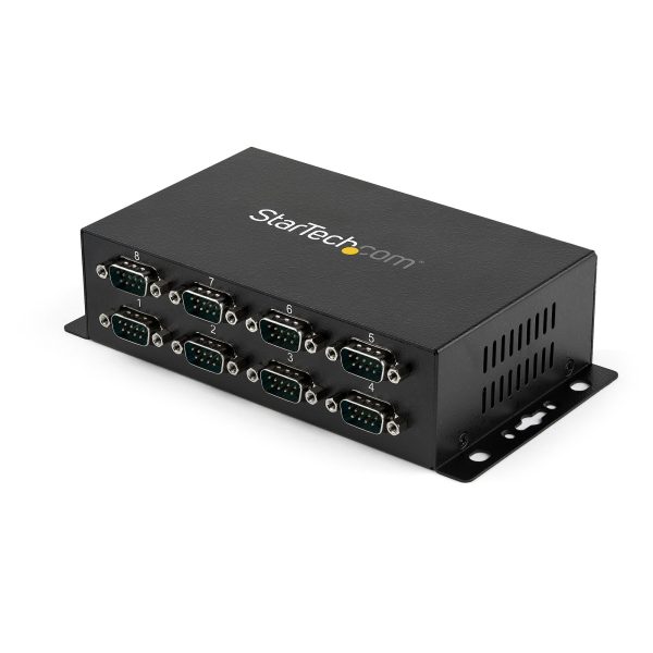 StarTech.com Adaptador Hub Concentrador USB 8 Puertos Serial RS232 Industrial Montaje en Pared Riel DIN