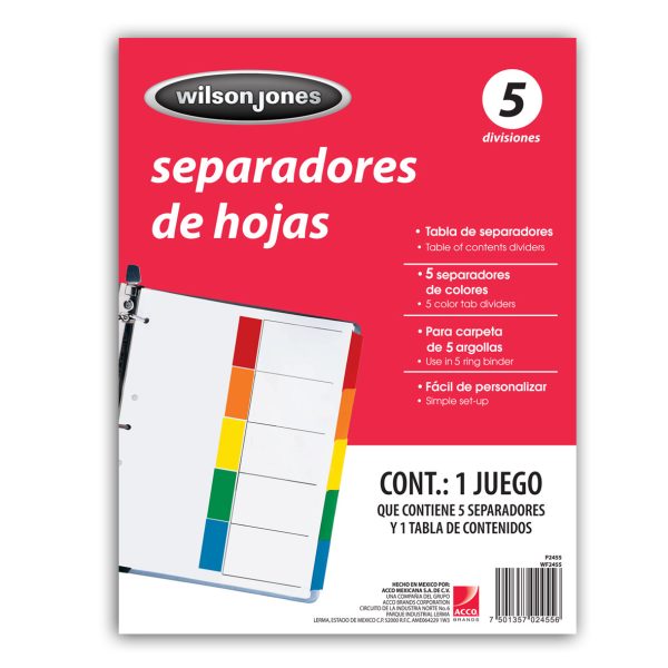 Acco P2455 divisor Rojo 5 pieza(s) - Imagen 2