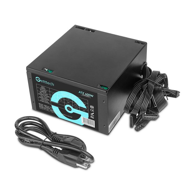 Getttech GFS-60020-01 unidad de fuente de alimentación 600 W 20+4 pin ATX ATX Negro - Imagen 2