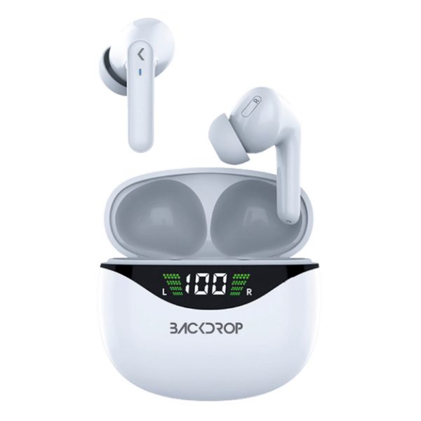 BACKDROP TWS-3B audífono y auriculare Auriculares True Wireless Stereo (TWS) Intra auditivo Llamadas/Música Bluetooth Blanco - Imagen 2