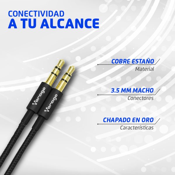 Vorago CAB-115 cable de audio 1 m 3,5mm Negro - Imagen 3