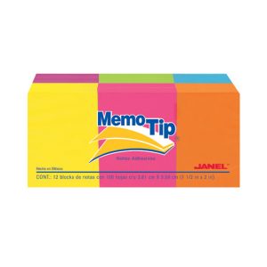Janel 6560102397 nota autoadhesiva Rectángulo Azul, Verde, Naranja, Rosa, Púrpura, Amarillo 100 hojas Autoadhesivo