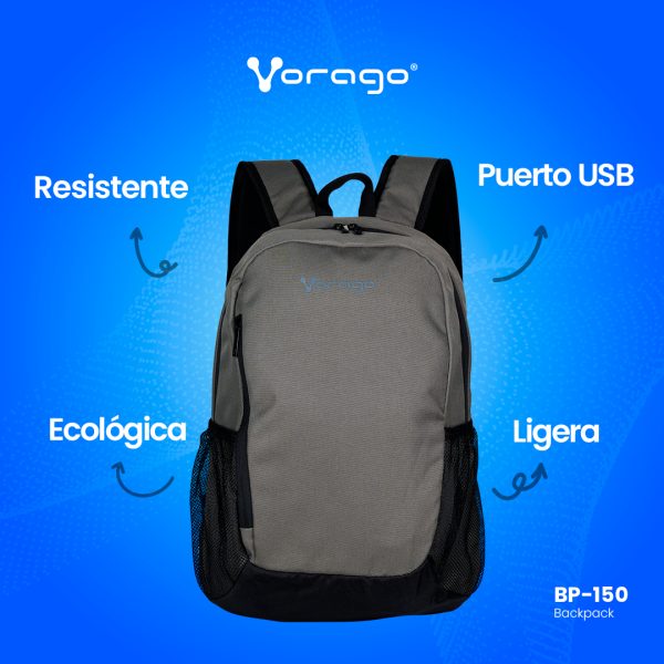 Vorago BP-150-GR maletines para portátil 39,6 cm (15.6") Mochila Gris - Imagen 3