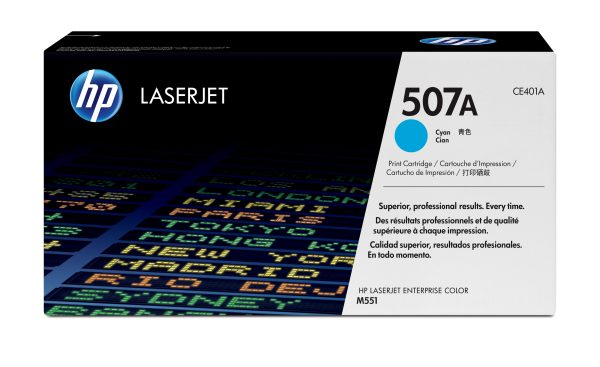 HP Cartucho original de tóner cian 507A LaserJet