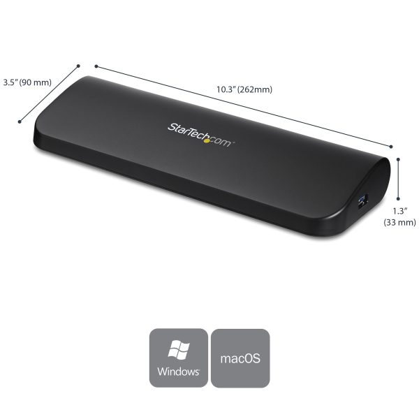 StarTech.com Docking Station USB 3.0 de 2 Monitores para Laptop - HDMI/DVI/VGA - Hub 3x USB-A - GbE - Audio - Replicador de Puertos Universal USB-A - Win/macOS/ChromeOS - TAA - Imagen 2