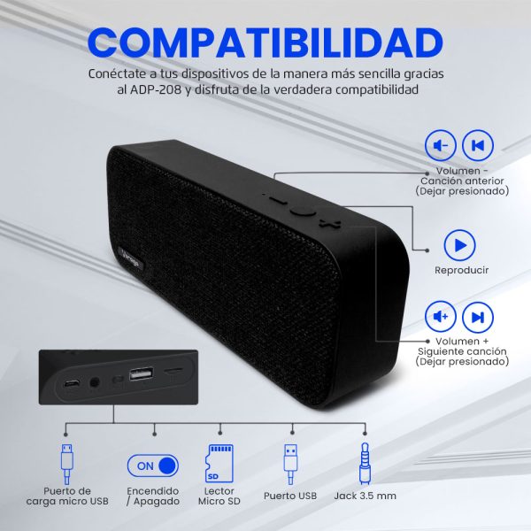 Vorago BSP-150 Altavoz portátil estéreo Negro 6 W - Imagen 2