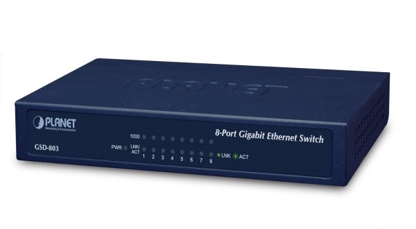 PLANET GSD-803 dispositivo de redes Gigabit Ethernet (10/100/1000) Azul - Imagen 2