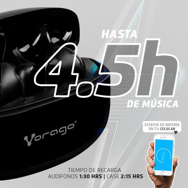 Vorago ESB-202 auricular y casco Auriculares True Wireless Stereo (TWS) Dentro de oído Música/uso diario USB Tipo C Bluetooth Negro - Imagen 3