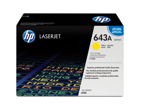 HP Cartucho original de tóner amarillo 643A LaserJet