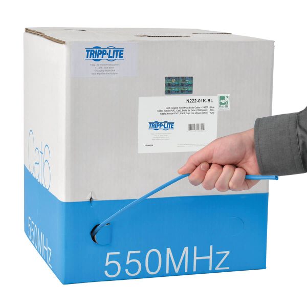 Tripp Lite N222-01K-BL Cable Ethernet a Granel de PVC Cat6 UTP Gigabit Núcleo Sólido, Azul, 304.8 m [1000 pies], TAA - Imagen 3