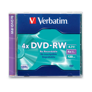 Verbatim DVD-RW 4.7GB 4X Branded 1pk Jewel Case 1 pieza(s)