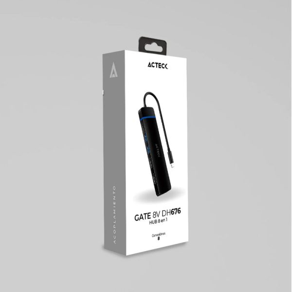 Acteck Gate 8V DH676 USB 3.2 Gen 1 (3.1 Gen 1) Type-C 10200 Mbit/s Negro - Imagen 4