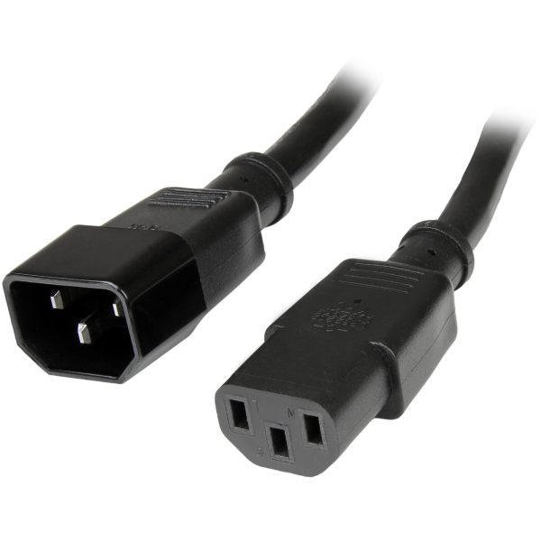 StarTech.com Cable de 14 AWG Extensor de Extensión Estándar de 90cm de Corriente para Computadora PC C14 a C13