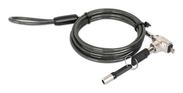 Manhattan Candado de seguridad Nano para laptop, con llave Candado antirrobo para laptop, dos llaves incluidas, cable de acero de 1.5 m (5 pies), cubierta de PVC negra traslúcida, plateado - Imagen 3