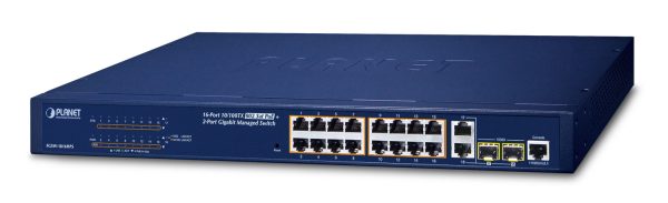 PLANET FGSW-1816HPS dispositivo de redes Gestionado L2 Fast Ethernet (10/100) Energía sobre Ethernet (PoE) Azul - Imagen 2