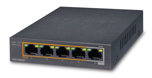 PLANET FSD-504HP dispositivo de redes No administrado Fast Ethernet (10/100) Energía sobre Ethernet (PoE) Negro - Imagen 2